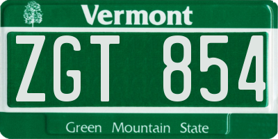 VT license plate ZGT854