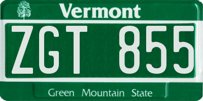 VT license plate ZGT855