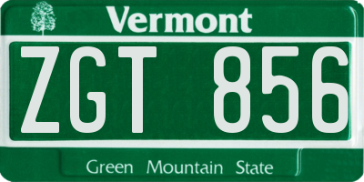 VT license plate ZGT856