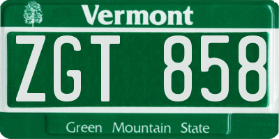 VT license plate ZGT858