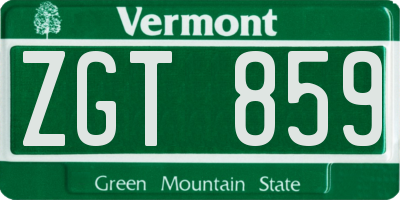VT license plate ZGT859