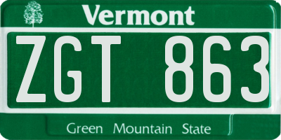 VT license plate ZGT863