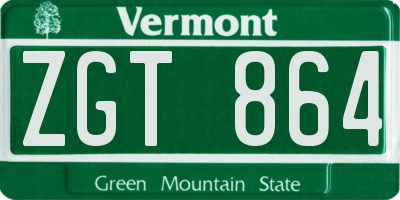 VT license plate ZGT864