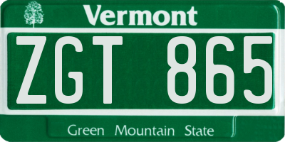 VT license plate ZGT865