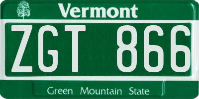 VT license plate ZGT866
