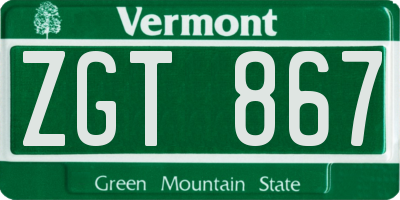 VT license plate ZGT867