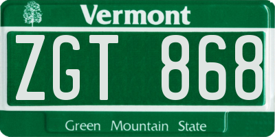 VT license plate ZGT868