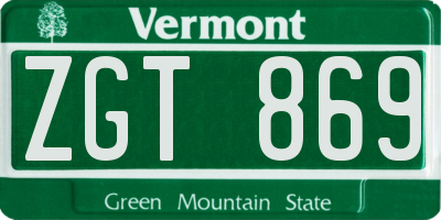 VT license plate ZGT869