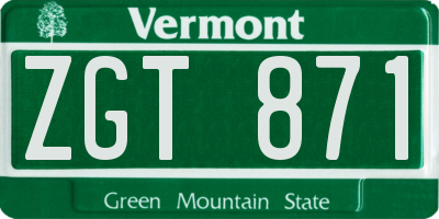 VT license plate ZGT871