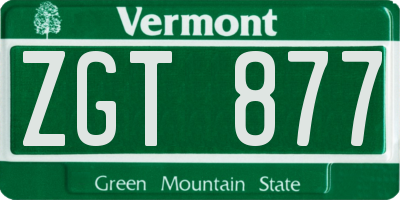 VT license plate ZGT877