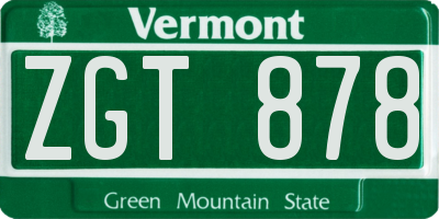 VT license plate ZGT878