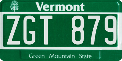 VT license plate ZGT879