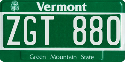 VT license plate ZGT880