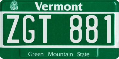 VT license plate ZGT881