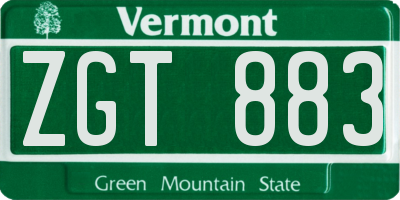 VT license plate ZGT883