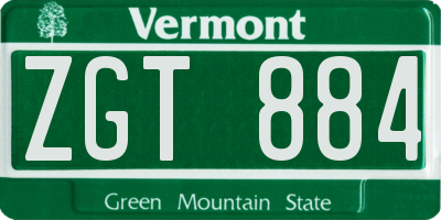 VT license plate ZGT884