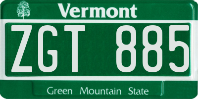 VT license plate ZGT885