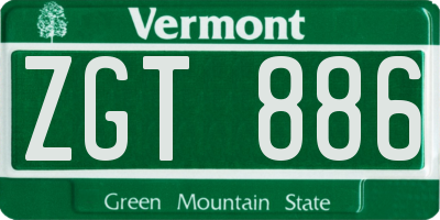 VT license plate ZGT886