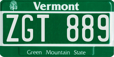 VT license plate ZGT889