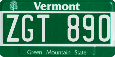 VT license plate ZGT890