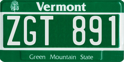 VT license plate ZGT891