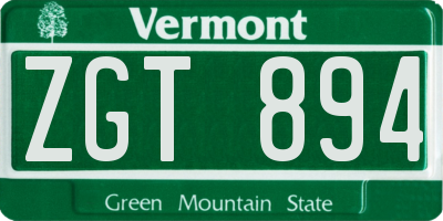 VT license plate ZGT894