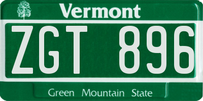 VT license plate ZGT896