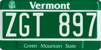 VT license plate ZGT897