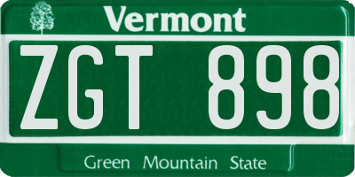 VT license plate ZGT898