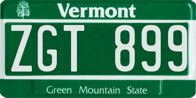 VT license plate ZGT899