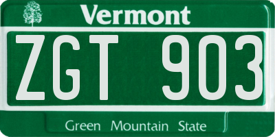 VT license plate ZGT903