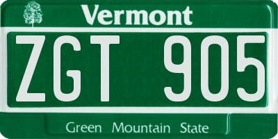 VT license plate ZGT905