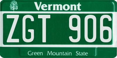 VT license plate ZGT906