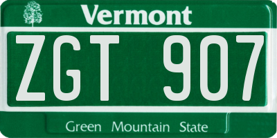 VT license plate ZGT907