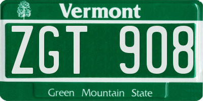 VT license plate ZGT908