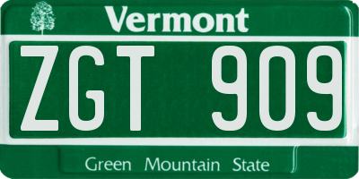 VT license plate ZGT909