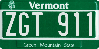 VT license plate ZGT911