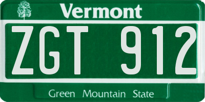 VT license plate ZGT912