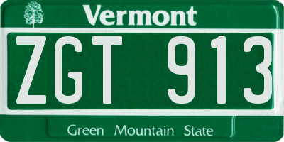 VT license plate ZGT913