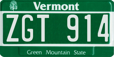 VT license plate ZGT914