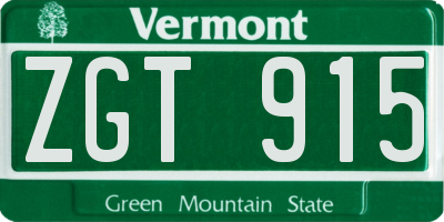 VT license plate ZGT915