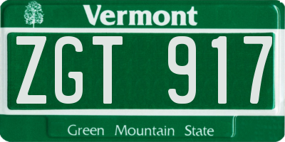 VT license plate ZGT917