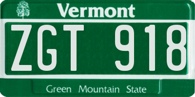VT license plate ZGT918