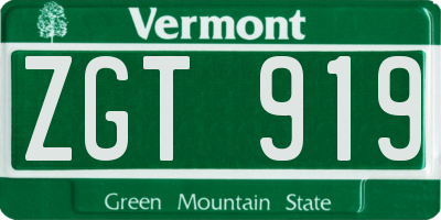 VT license plate ZGT919