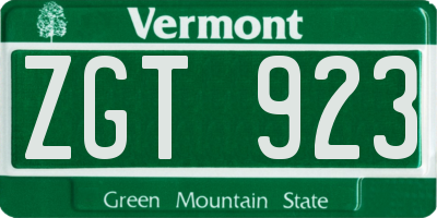 VT license plate ZGT923