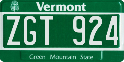 VT license plate ZGT924