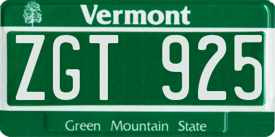 VT license plate ZGT925