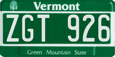 VT license plate ZGT926