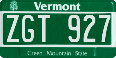 VT license plate ZGT927