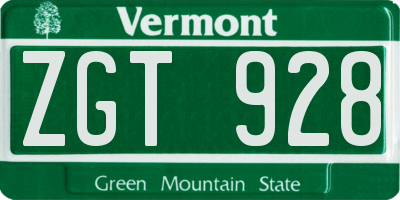 VT license plate ZGT928